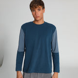 Trendy Contrast T-Shirt Blue