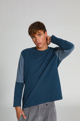 Trendy Contrast T-Shirt Blue