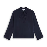 Lace Cupro Blouse Navy