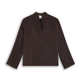 Lace Cupro Blouse Brown