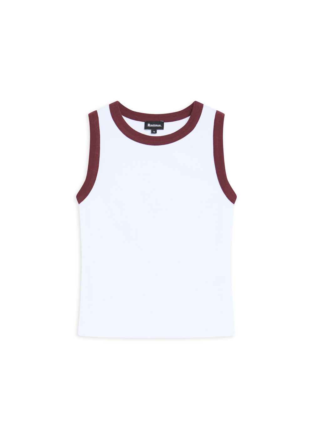 Ringer Tank Top White & Burgundy