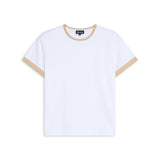 Short Ringer T-Shirt White & Beige