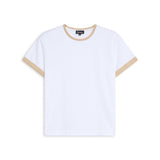 Short Ringer T-Shirt White & Beige