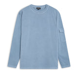 Long Trendy Side Pocket T-Shirt Light Blue