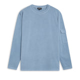 Long Trendy Side Pocket T-Shirt Light Blue