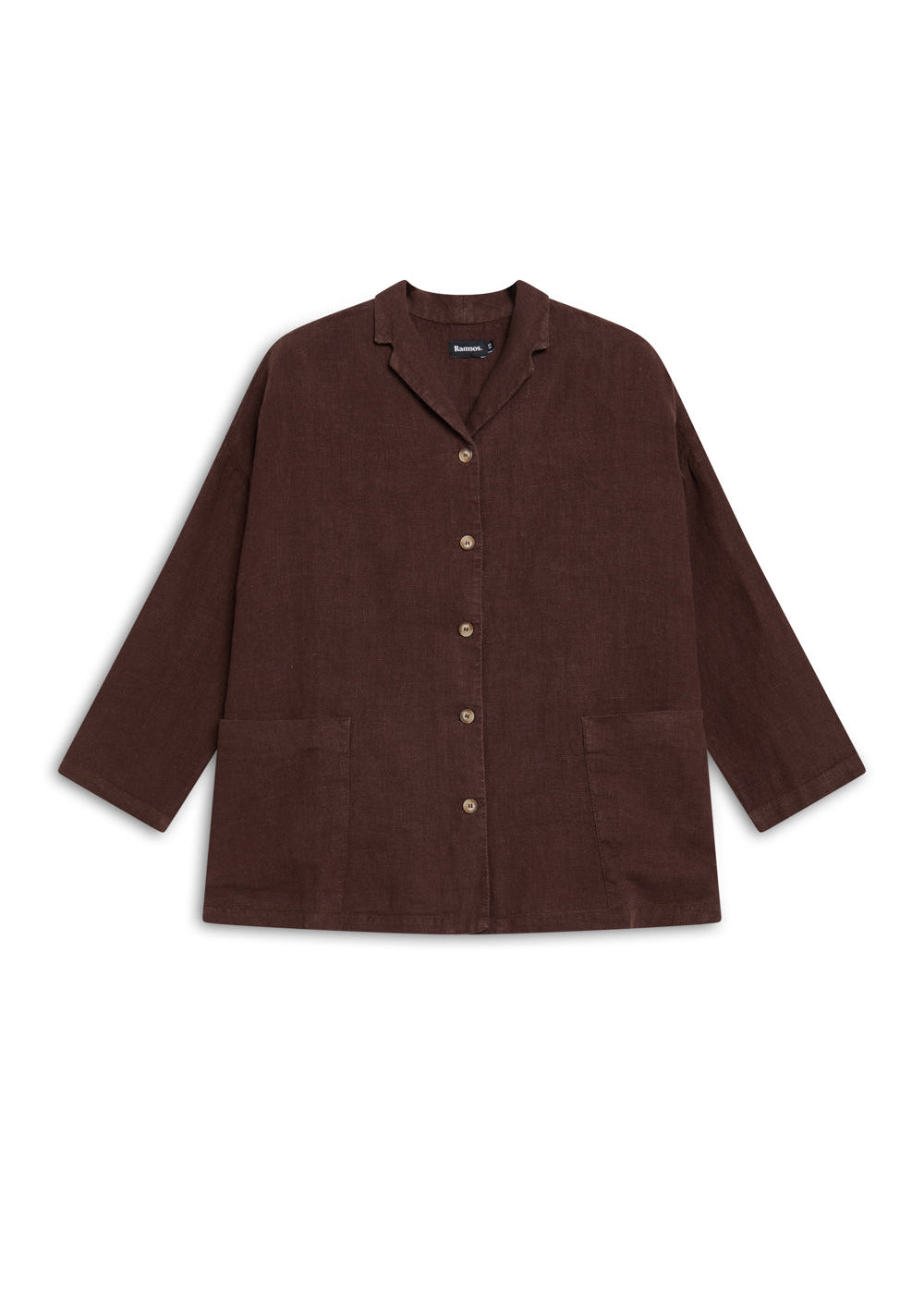 Linen Open Back Jacket Brown