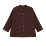 Linen Open Back Jacket Brown