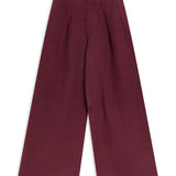 Linen Pleated Pants Burgundy