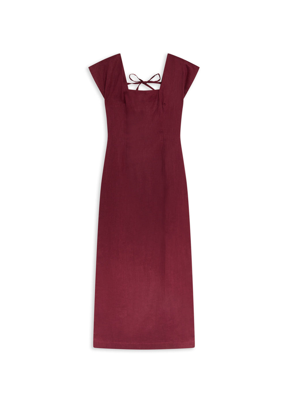 Square Linen Dress Cherry