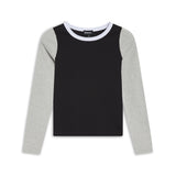 Triple Tone Long T-Shirt Black