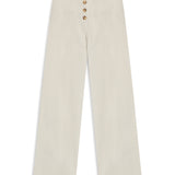 Linen Buttons High Waist Pants Natural
