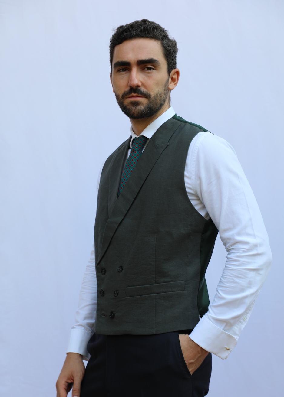 Linen Vest Green