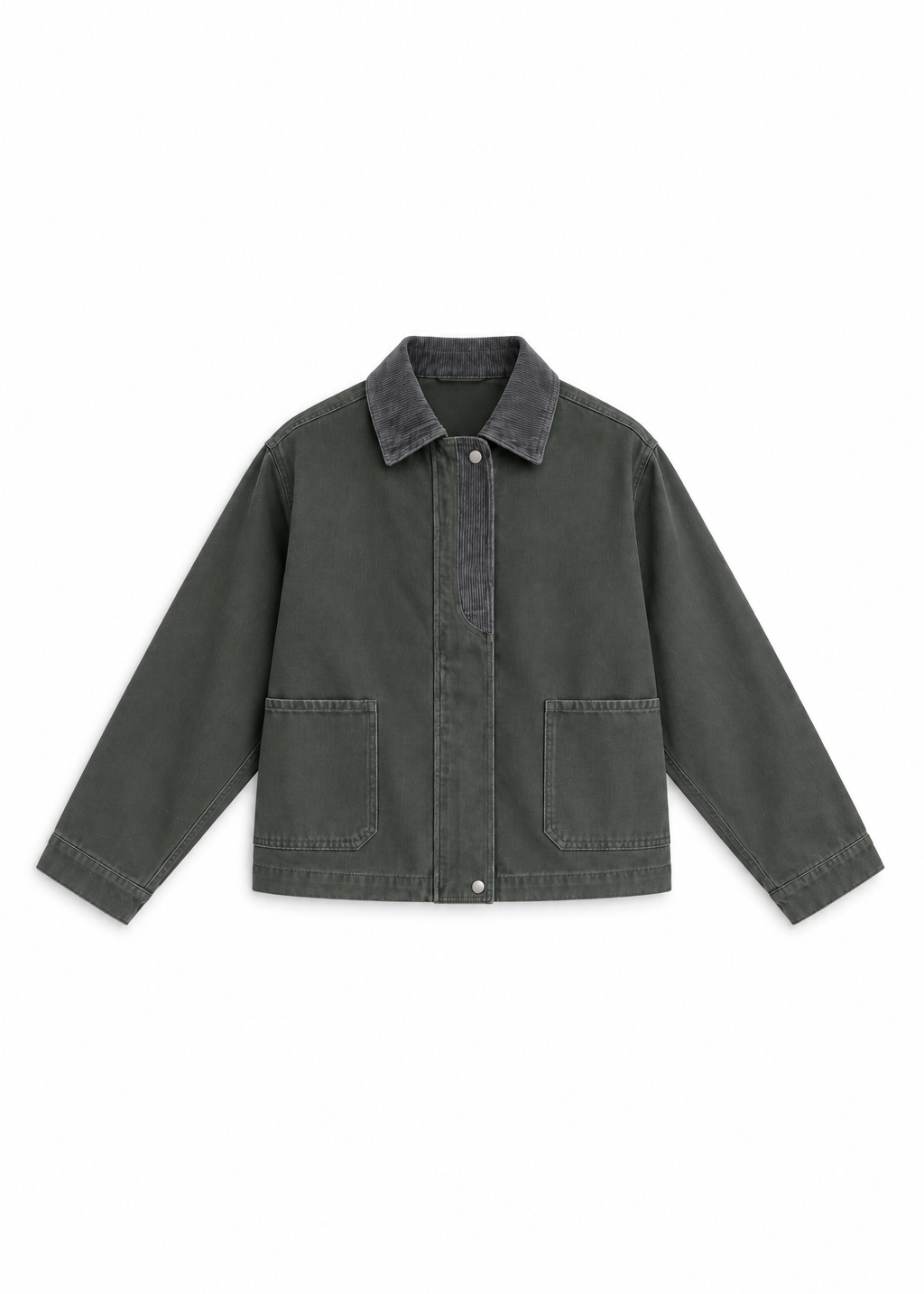 Contrast Corduroy Jacket Green & Grey