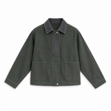 Contrast Corduroy Jacket Green & Grey