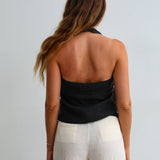 Linen Corset Top Navy