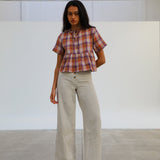 Linen Buttons High Waist Pants Natural