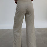 Linen Buttons High Waist Pants Natural