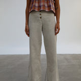 Linen Buttons High Waist Pants Natural