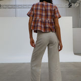 Linen Buttons High Waist Pants Natural