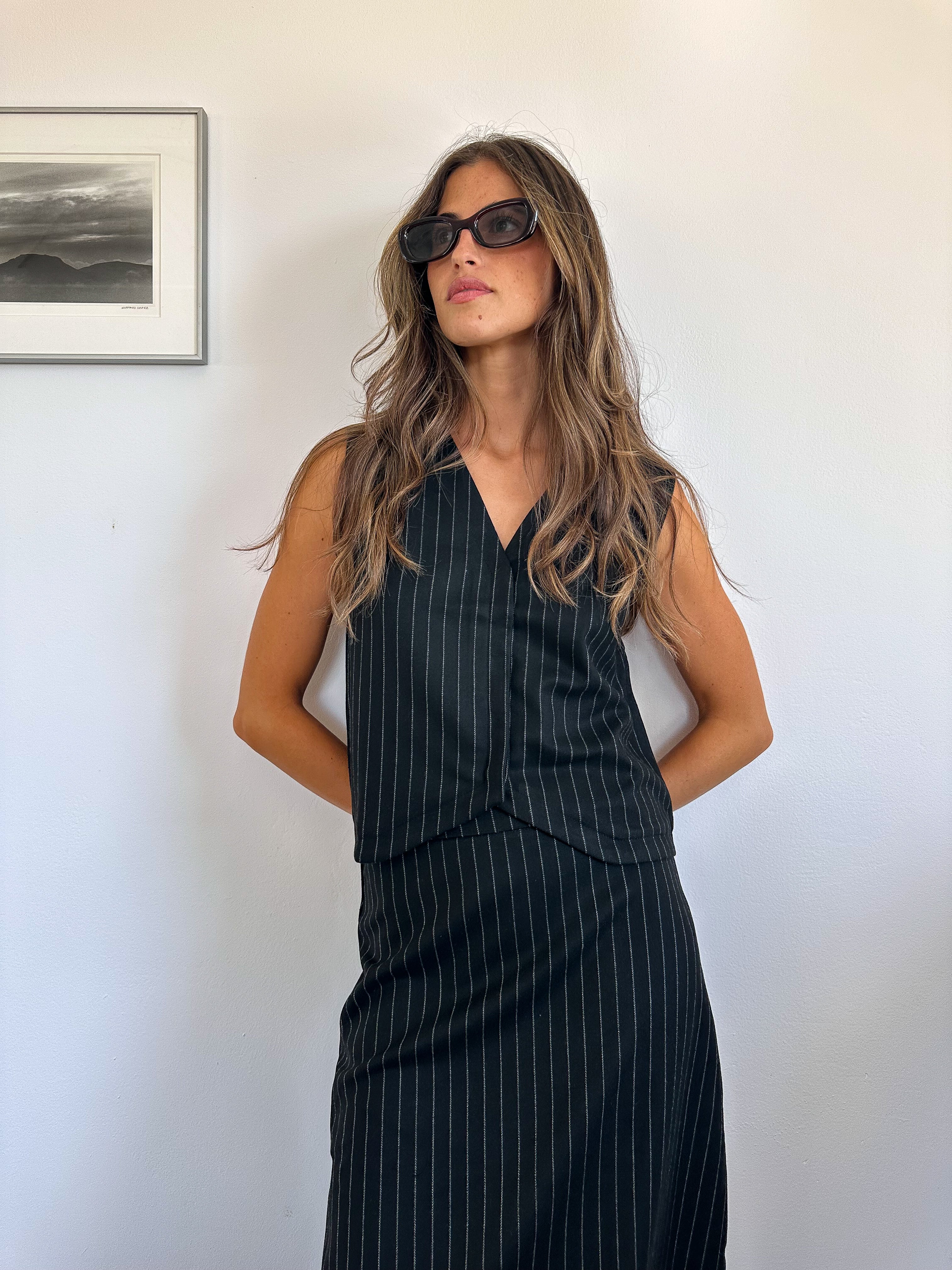Diplomatic Stripes Vest Black & Grey