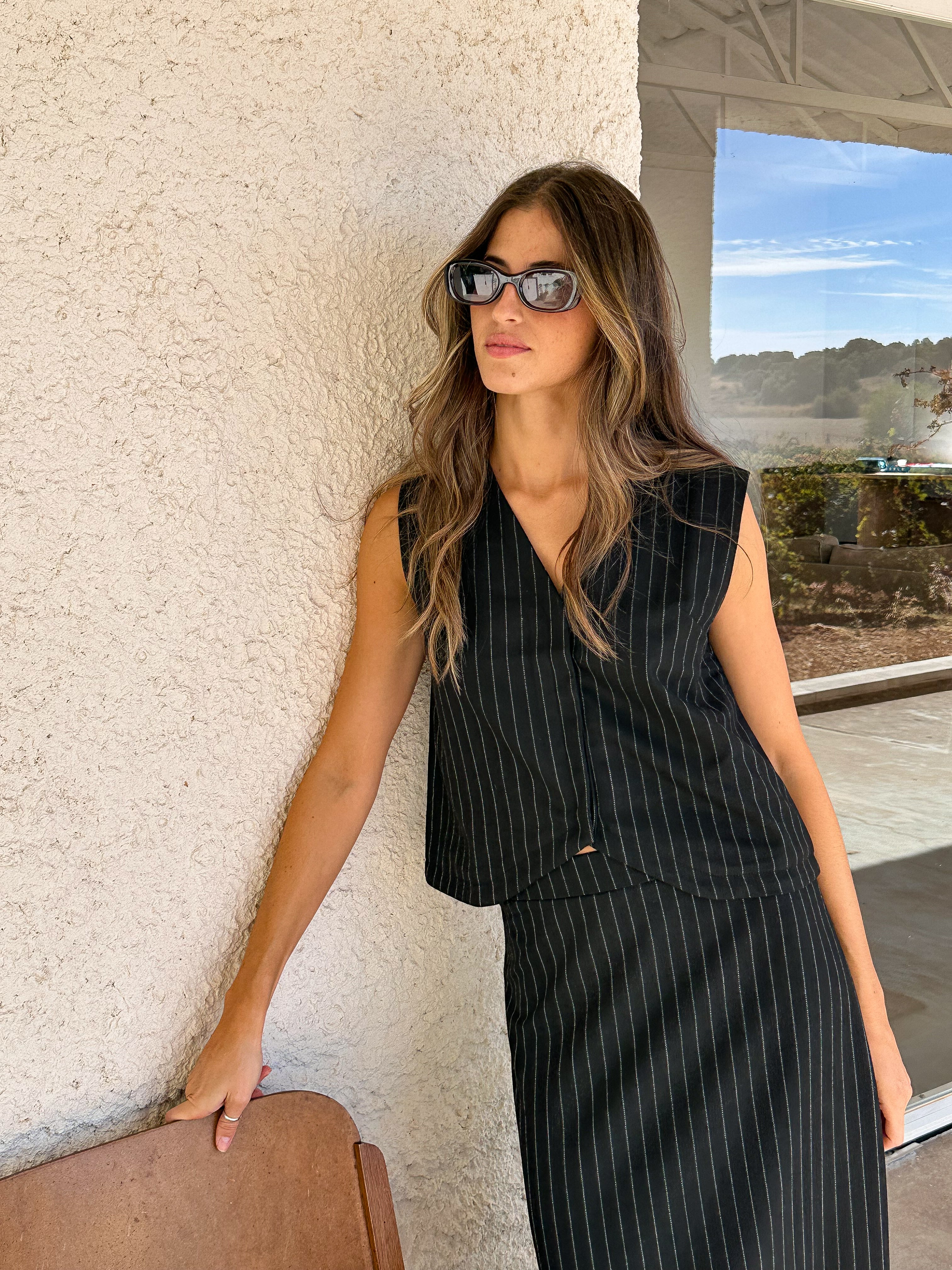 Diplomatic Stripes Vest Black & Grey