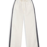 Linen Pants Side Stripes White & Navy
