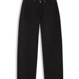 Linen Low Waist Elastic Detail Pants Black