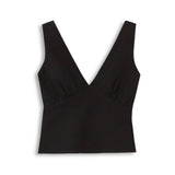 Linen V Neck Top Black