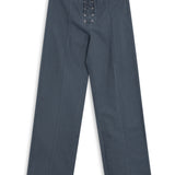 Crossed Linen Pants Petrol