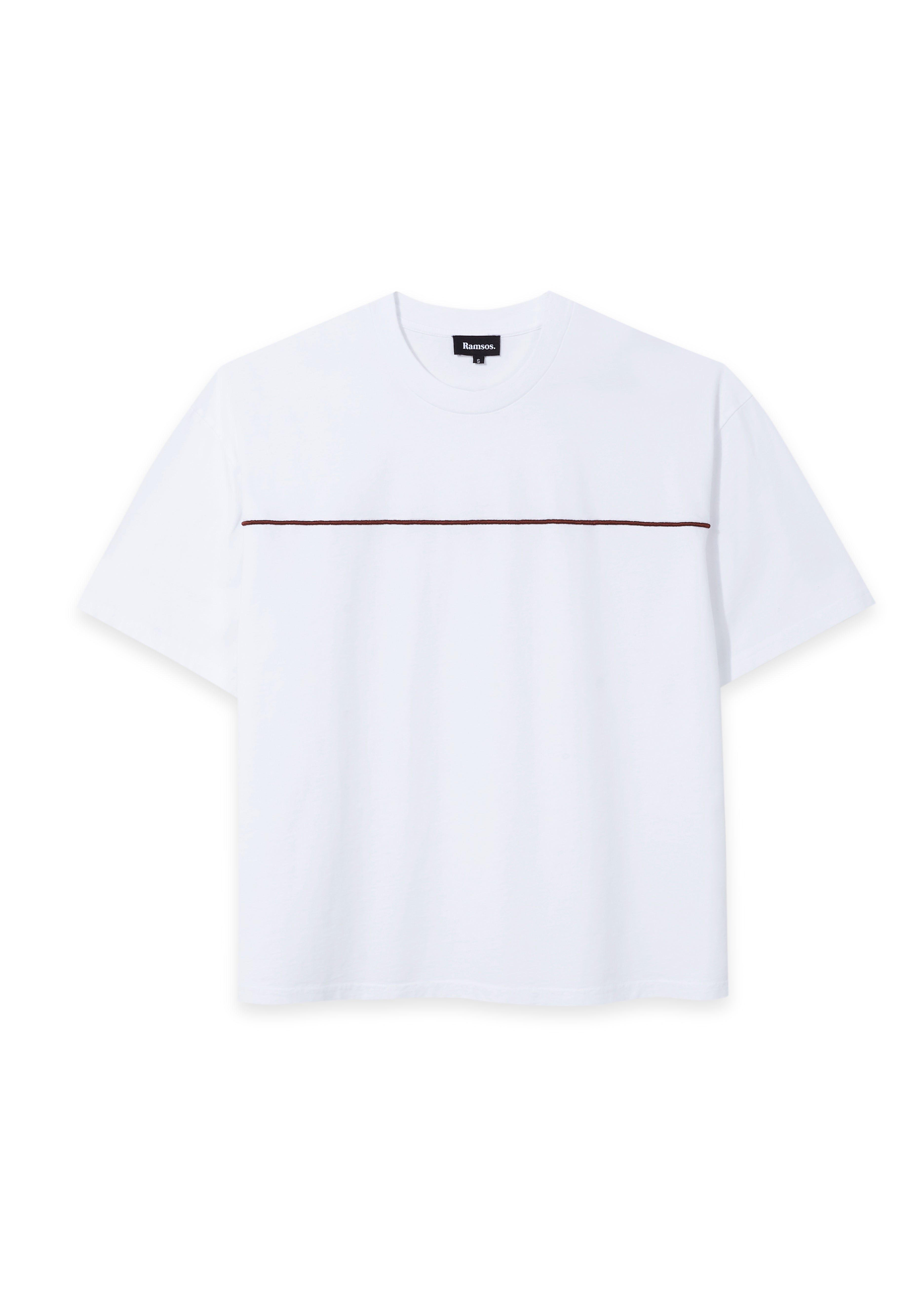 Trendy T-Shirt Embroidered Detail White & Red