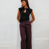 Linen Pleated Pants Mauve