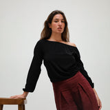 Off-Shoulder Tencel Blouse Black
