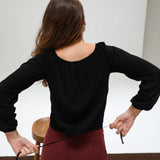 Off-Shoulder Tencel Blouse Black