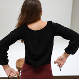 Off-Shoulder Tencel Blouse Black