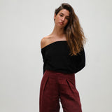 Off-Shoulder Tencel Blouse Black