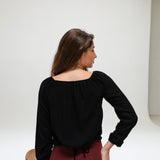 Off-Shoulder Tencel Blouse Black