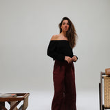Off-Shoulder Tencel Blouse Black