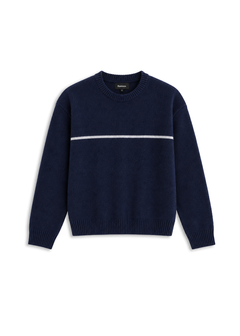 Line Round Knit Sweater Dark Blue