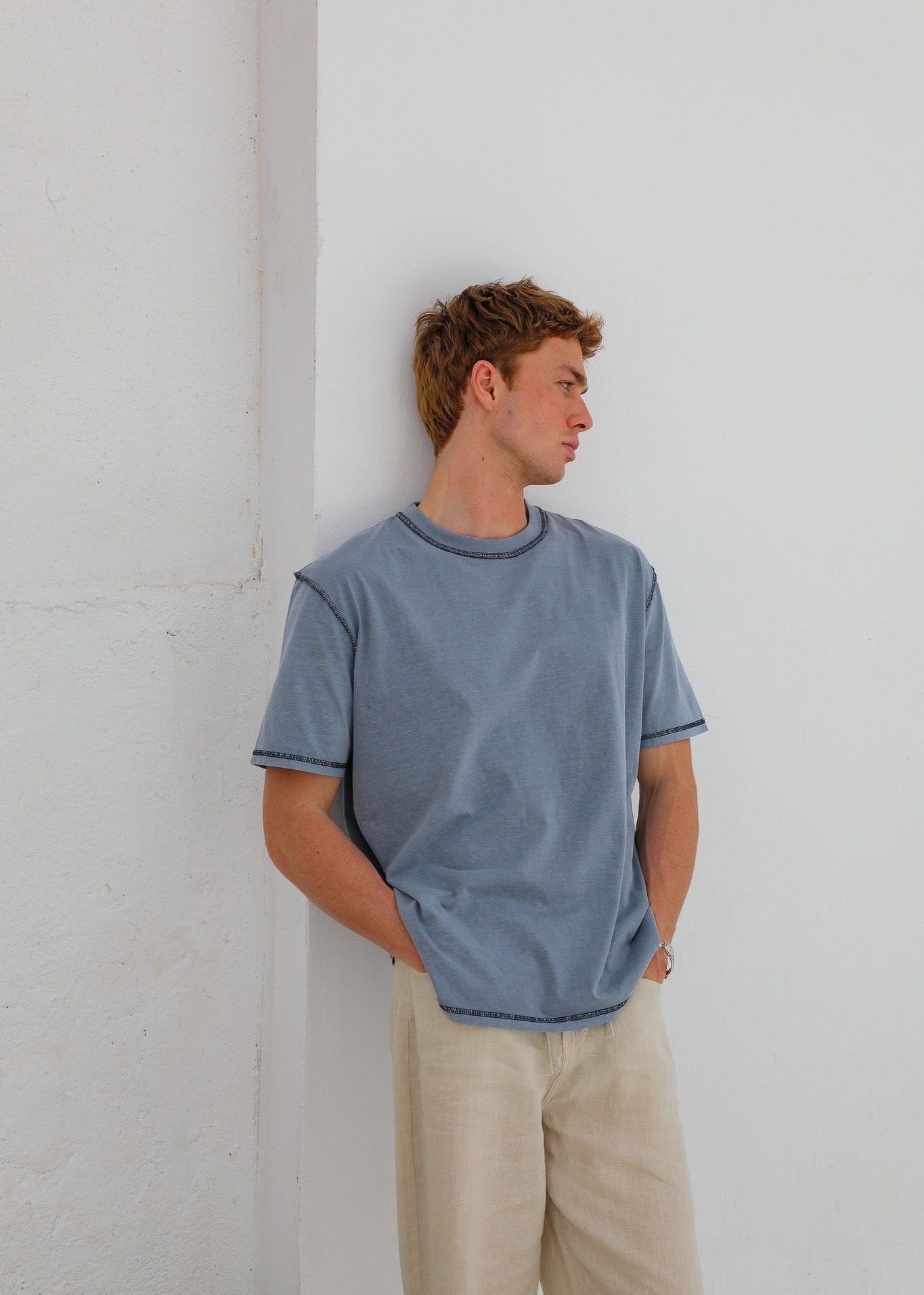 Inverted Trendy T-Shirt Light Blue