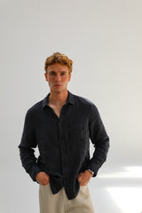 Linen Pocket Shirt Dark Petrol